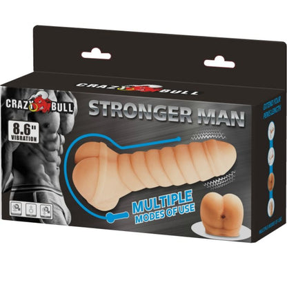 Vibrador multifuncional CRAZY BULL de 21,8 cm, con diseño realista y texturas para placer y estimulación.
