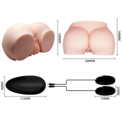Vagina y ano realistas con vibración de la marca CRAZY BULL, con detalles anatómicos y función de vibración para uso íntimo.