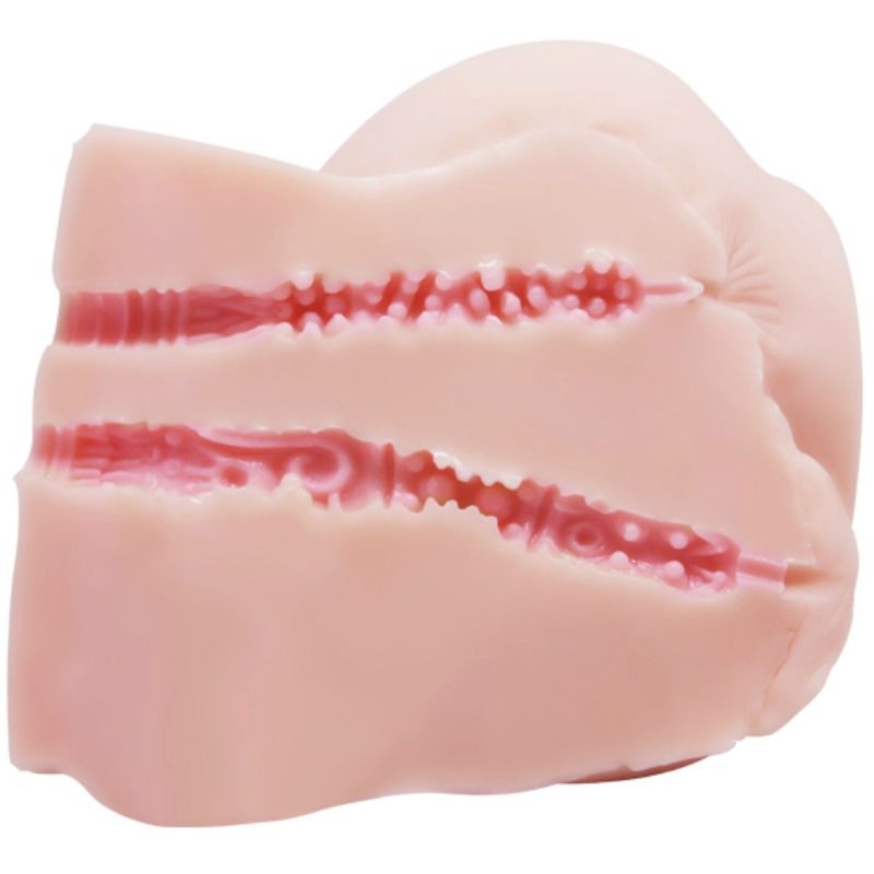 Vagina y ano realistas con vibración de la marca CRAZY BULL, material suave y detalles realistas para uso íntimo.