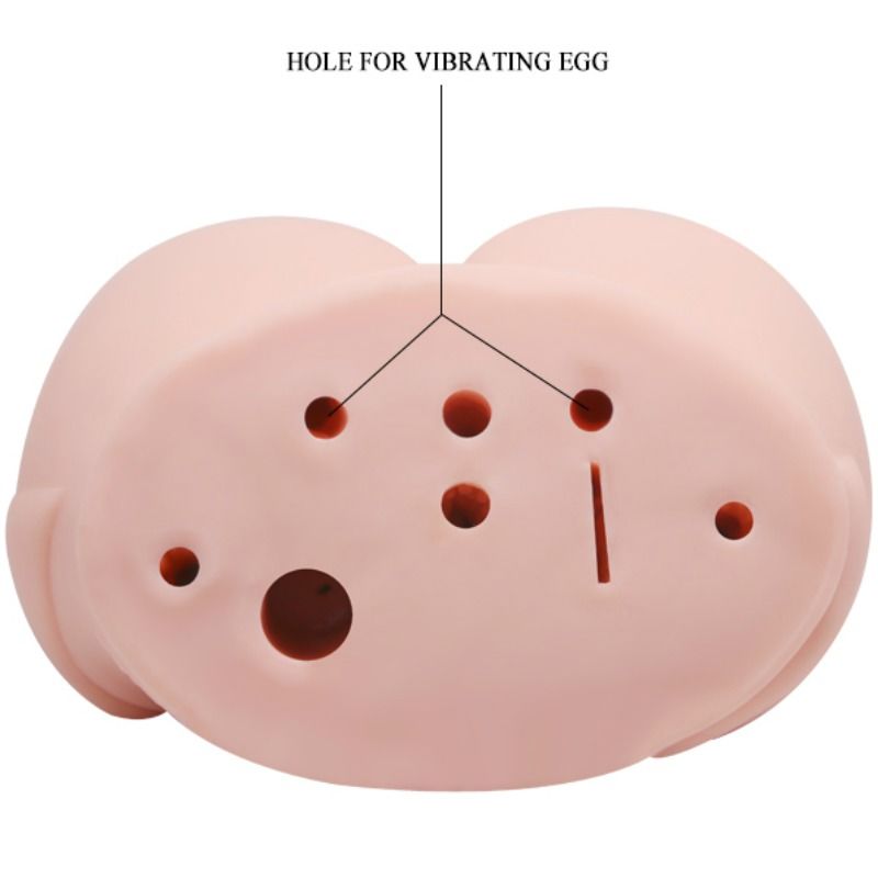 Vagina y ano realistas con vibración de la marca CRAZY BULL, diseño detallado y texturizado para uso íntimo.