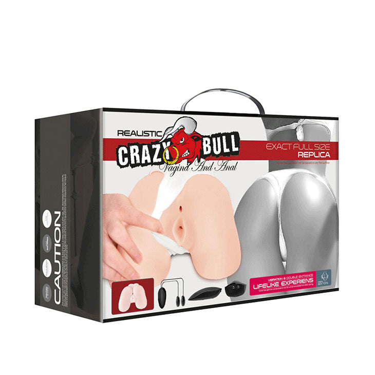 Vagina y ano realistas con vibración de la marca CRAZY BULL, posición 5, con detalles anatómicos y función de estimulación.
