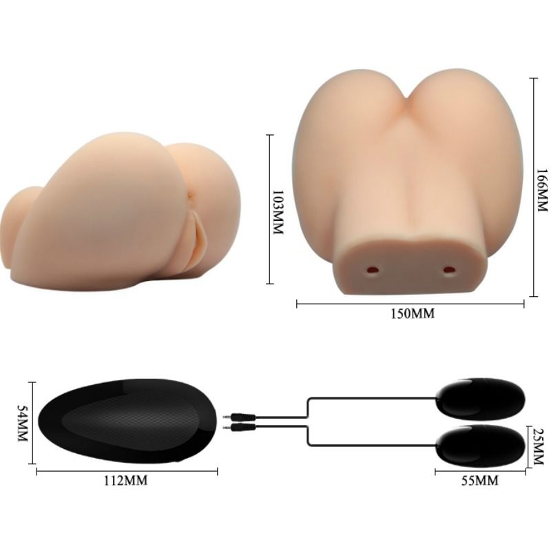 Vagina y ano realistas con vibración de la marca CRAZY BULL en posición 6, detalles auténticos y textura realista.