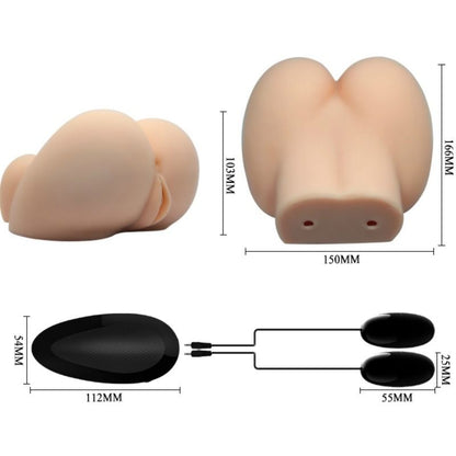 Vagina y ano realistas con vibración de la marca CRAZY BULL en posición 6, detalles auténticos y textura realista.