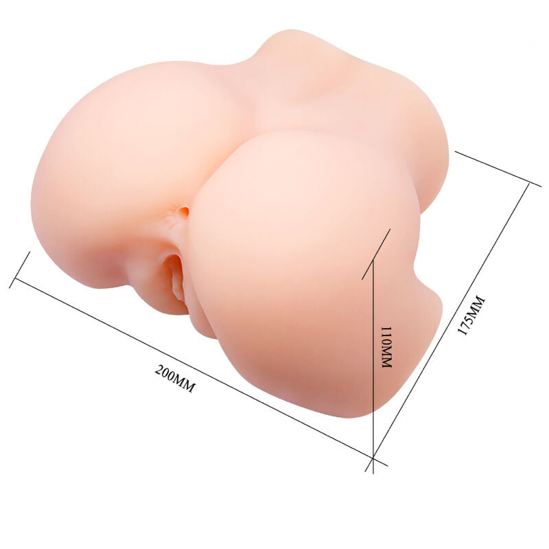 Vagina y ano realistas con doble vibración de la marca CRAZY BULL, textura detallada y diseño anatómico para mayor realismo.