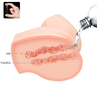 Vagina y ano realistas con doble vibración de la marca CRAZY BULL, con detalles anatómicos y superficie texturizada.