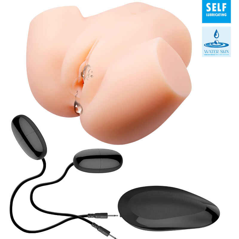 Vagina y ano realistas de doble vibración de la marca CRAZY BULL, con detalles anatómicos y superficie texturizada.