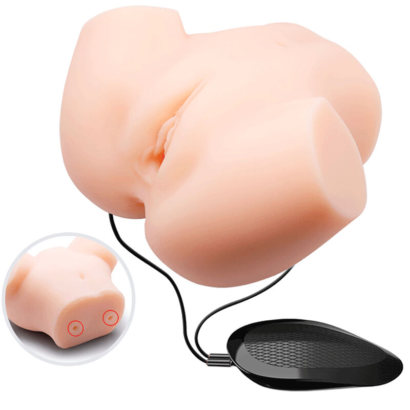 Vagina y ano realísticos de doble vibración de la marca CRAZY BULL, con detalles realistas y diseño ergonómico.
