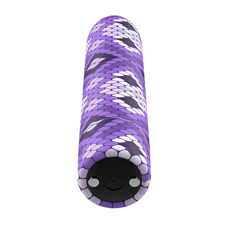 Bala recargable Snake lila de CUSTOM BULLETS con 10 intensidades, imagen del producto en fondo blanco.