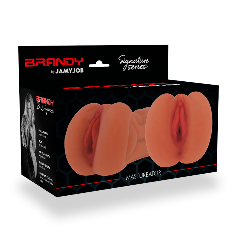 JAMYJOB Signature Brandy vagina masturbator by Cyber Girls, showcasing realistic design and texture in a sleek package.