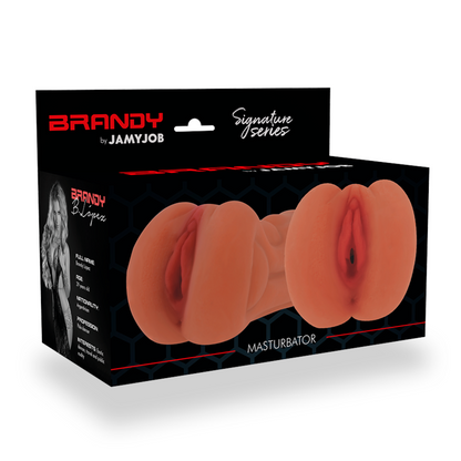 JAMYJOB Signature Brandy vagina masturbator by Cyber Girls, showcasing realistic design and texture in a sleek package.