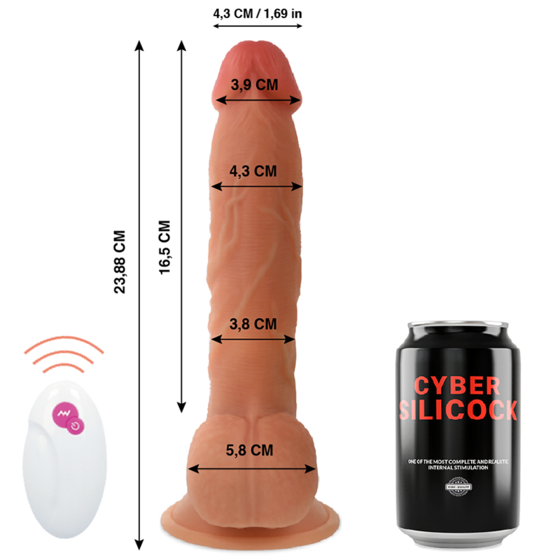 Cybber Silicock control remoto realista, tamaño 23.88 cm, con detalles en silicona y diseño anatómico.