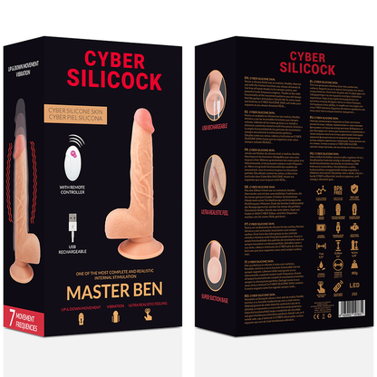 Ciber Silicock Control Remoto Master, realista, con tamaño de 23.88 cm y 4.3 cm, en color negro, con detalles texturizados.