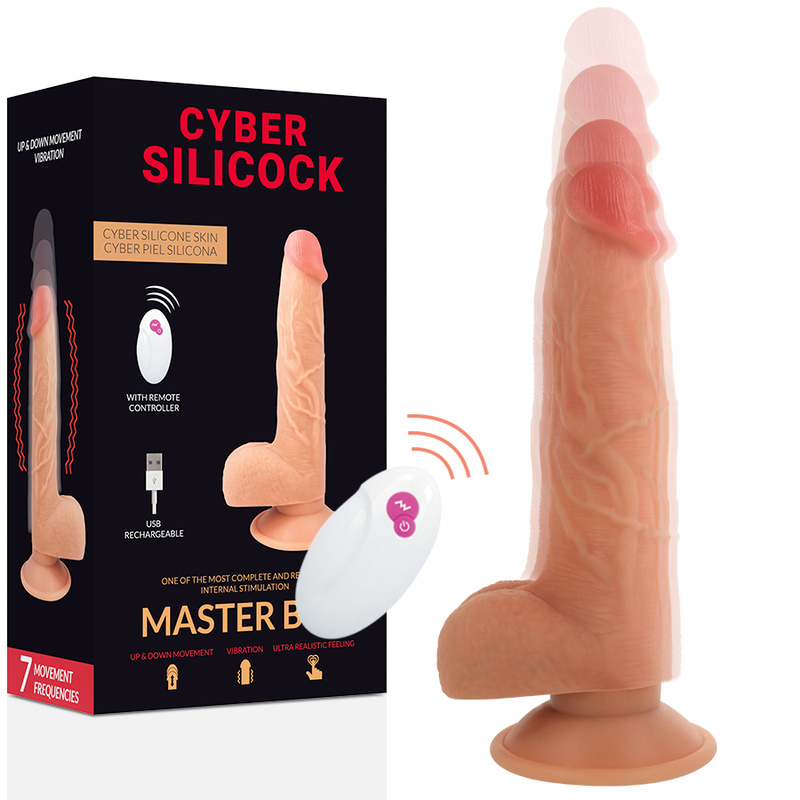 Control remoto Cyber Silicock realista, tamaño 23.88 cm por 4.3 cm, con diseño detallado y acabado en silicona.