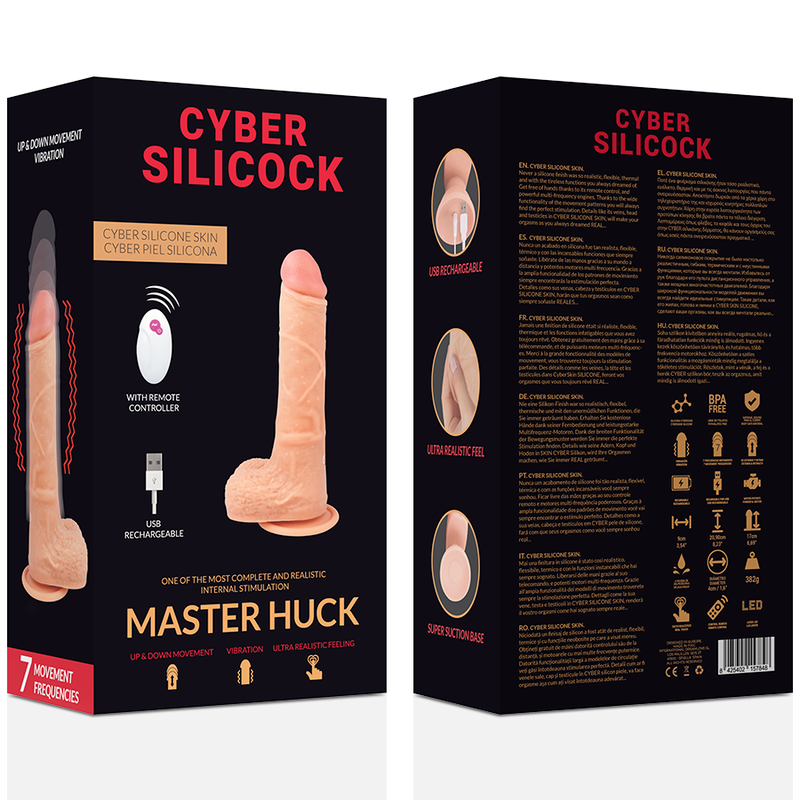 Cuerpo de silicona Cyber Silicoock realista de 20.9 cm con control remoto, diseñado para uso íntimo y placer personal.