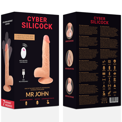 Cybber Silicock Realístico con control remoto, tamaño de 23.88 cm y diámetro de 4.3 cm, en color piel.