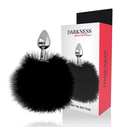 Plug anal con cola negra de 7 cm de la marca DARKNESS ANAL, diseñado para uso erótico y diversión anal.