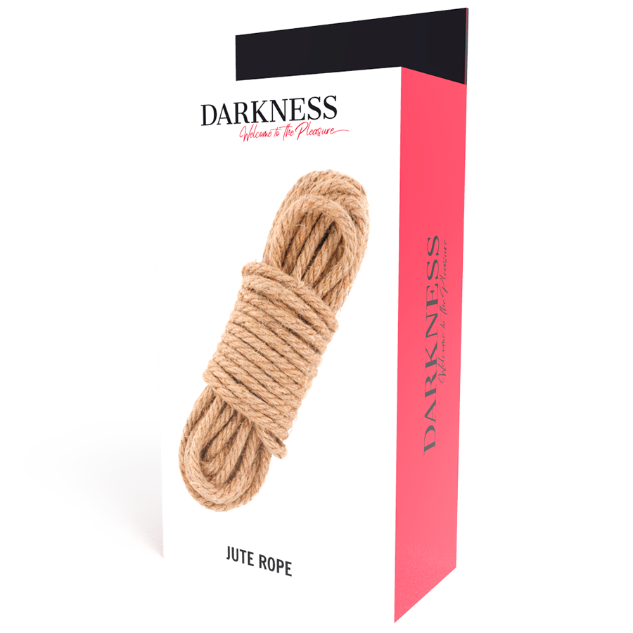 Cuerda japonesa de 10 m de yute de la marca DARKNESS BONDAGE, mostrada en imagen, ideal para bondage y prácticas de BDSM.