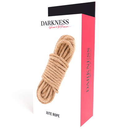 Cuerda japonesa de 10 m de yute de la marca DARKNESS BONDAGE, mostrada en imagen, ideal para bondage y prácticas de BDSM.