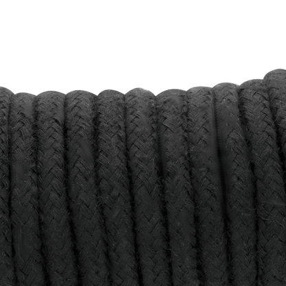 Cuerda japonesa negra de 10 m de la marca DARKNESS BONDAGE, ideal para prácticas de bondage y restricción.