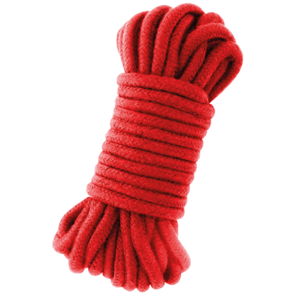 Cuerda japonesa de 20 metros en rojo de la marca Darkness Bondage, ideal para prácticas de bondage y juegos de restricción.