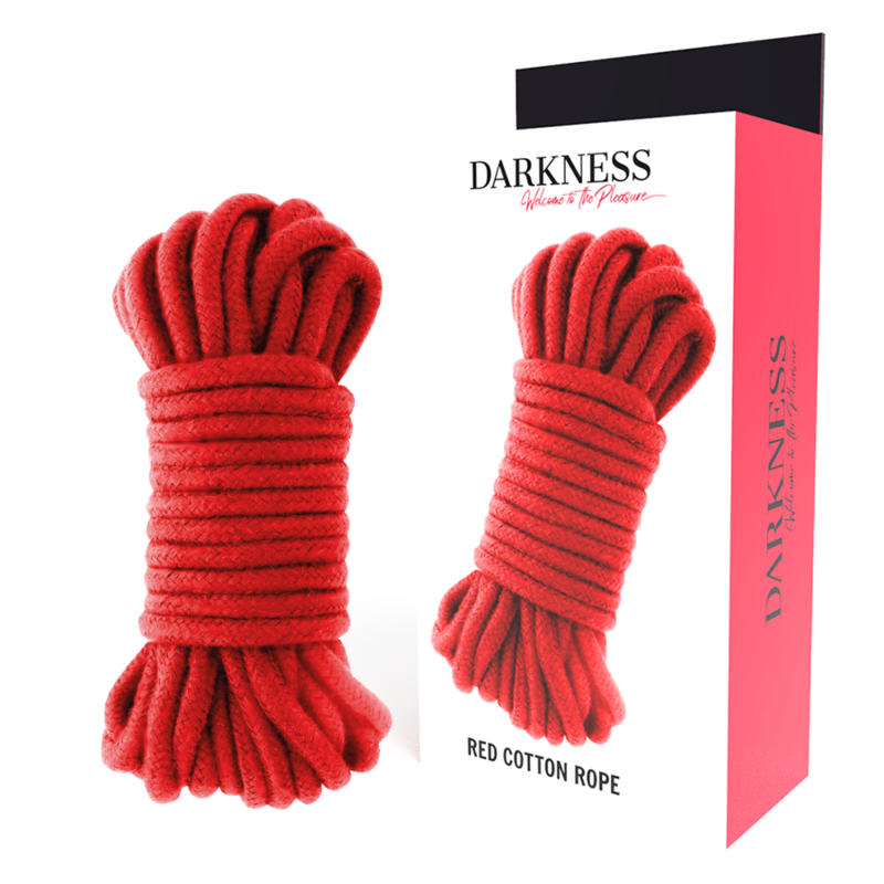 Cuerda japonesa roja de 20 m de la marca Darkness Bondage, ideal para prácticas de bondage y juegos de restricción.