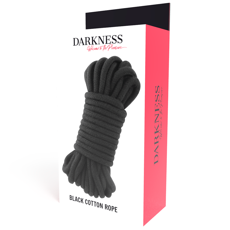 Cuerda japonesa negra de 5 m de la marca DARKNESS BONDAGE, ideal para juegos de bondage y restricción en estilo BDSM.