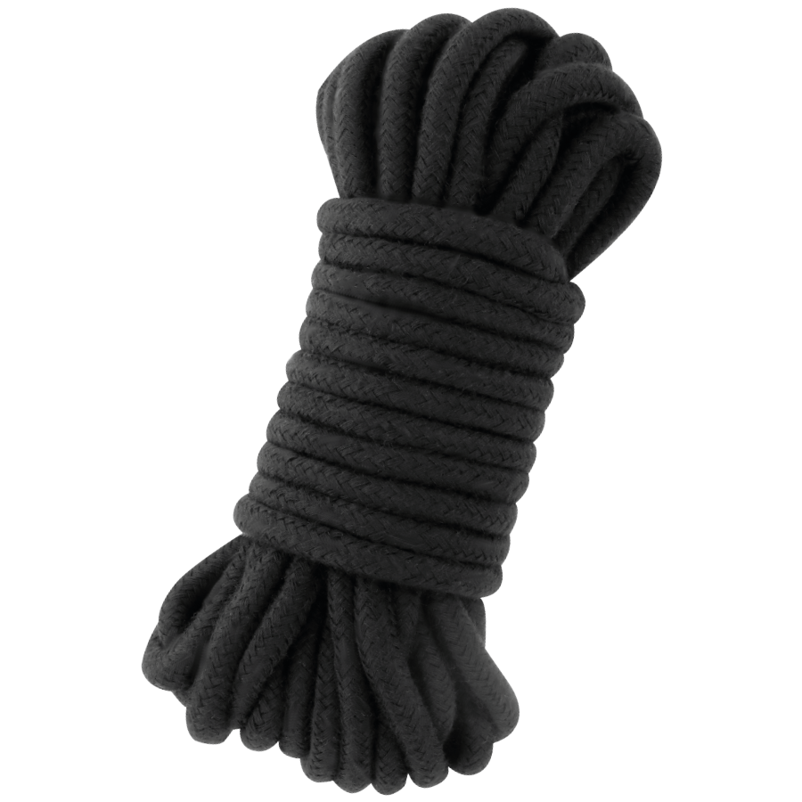 Cuerda japonesa negra de 5 m de la marca DARKNESS BONDAGE, ideal para bondage y juegos de restricción.