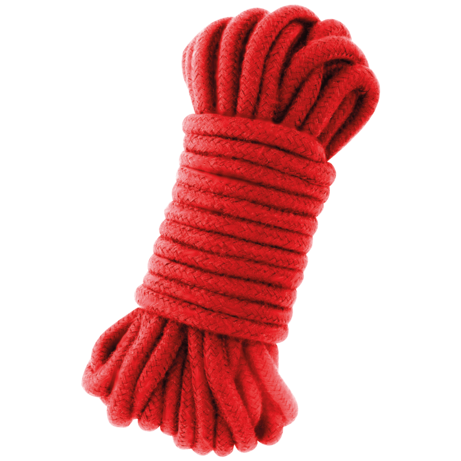 Cuerda japonesa de 5 m en color rojo de la marca DARKNESS BONDAGE, ideal para bondage y prácticas de restricción.