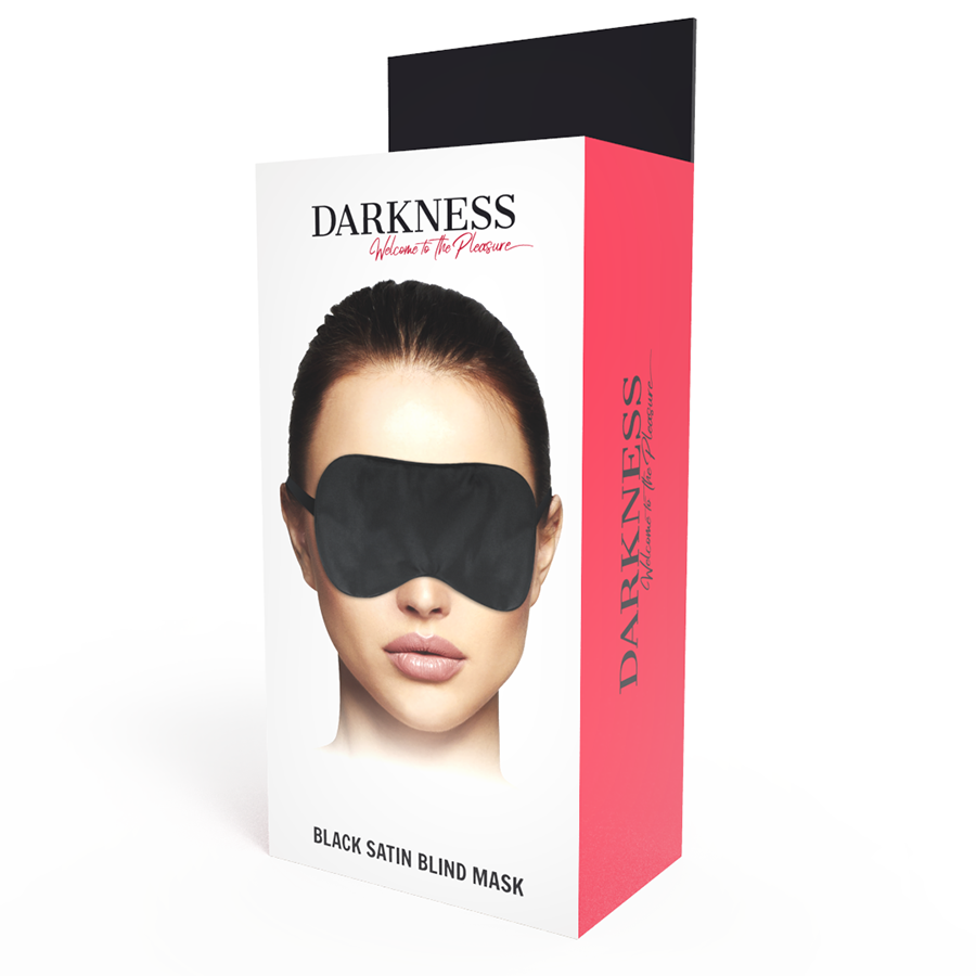 Antifaz negro básico de la marca DARKNESS BONDAGE, máscara para dormir o uso sensual, con diseño simple y cómodo.