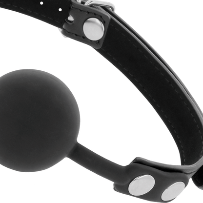 Black silicone gag from Darkness Bondage, featuring a smooth design for comfortable wear during bondage play.