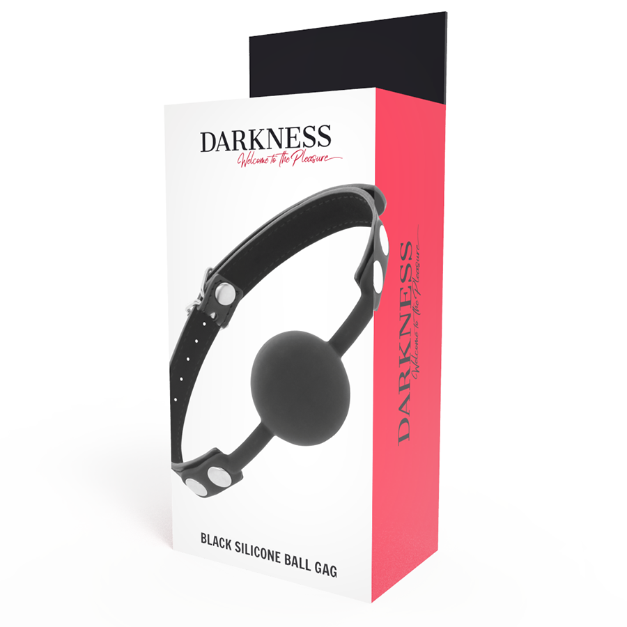 Black silicone gag from Darkness Bondage, featuring a sleek design ideal for BDSM play and restraint.