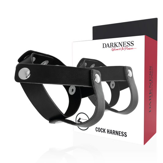 Anillo de piel DARKNESS para pene y testículos, diseñado por DARKNESS SENSATIONS, con textura y ajuste cómodo.