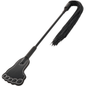 Fusta y látigo negro de fetish DARKNESS SENSATIONS, con detalles en cuero y estilo provocador para juegos de dominación.