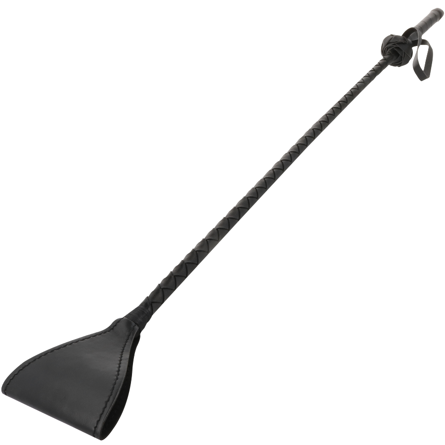 Fusta azotadora negra de la marca DARKNESS SENSATIONS, con mango resistente y látigo para entrenamiento y uso personal.