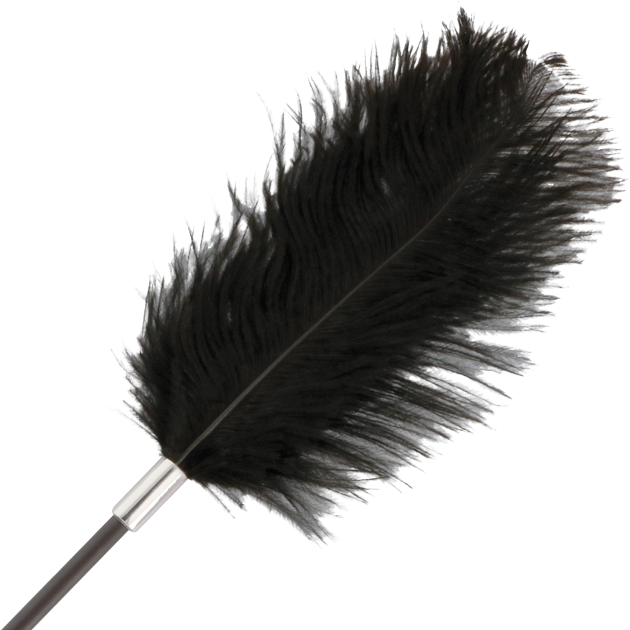 Fusta con pluma Love negra de 56 cm de la marca DARKNESS SENSATIONS, diseñada para juegos eróticos y sensuales.