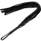 Látigo de bondage negro Darkness Sensations de 45 cm con empuñadura y cuerda de cuero para juegos eróticos y BDSM
