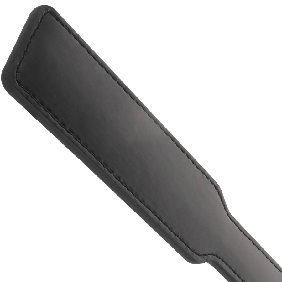 Paleta negra fetish DARKNESS SENSATIONS, con detalles de cuero y diseño elegante, para juegos de dominación y BDSM.
