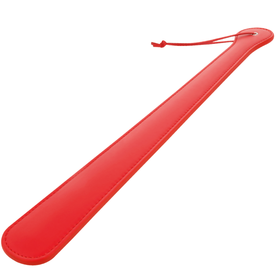 Pala roja de 48 cm de la marca DARKNESS SENSATIONS, diseñada para juegos de fetiche y sensualidad, con mango ergonómico.