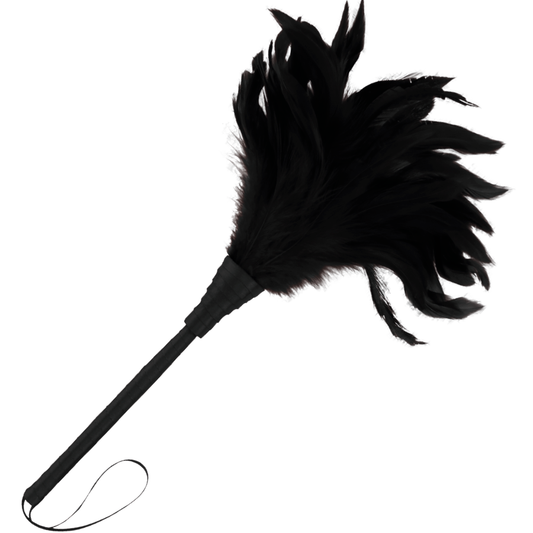 Pluma estimuladora negra LUX de la marca DARKNESS SENSATIONS, diseñada para sensaciones suaves y estimulantes.