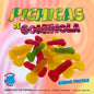 Diablo Goloso pichitas de gominola frutas, colorful gummy candies shaped like small fruit slices on a white background.