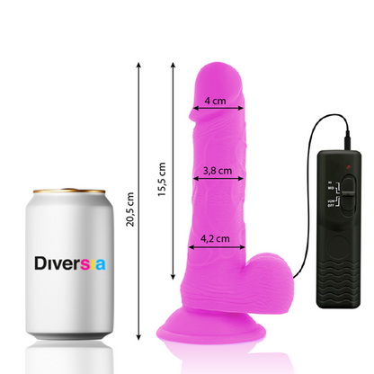 DIVERSIA - REALISTIC FLEXIBLE VIBRATING DILDO, LILAC, 20.5 CM - OR - 4.2 CM