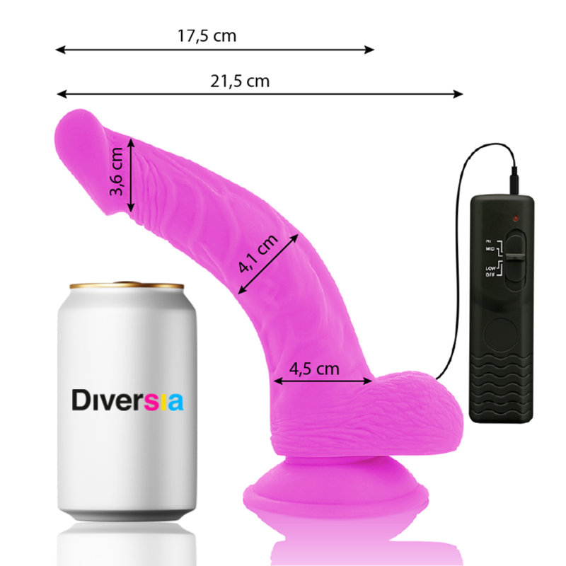 DIVERSIA - DILDO REALÍSTIC FLEXIBLE AMB VIBRACIÓ LILA 21.5 CM -O- 4.5 CM