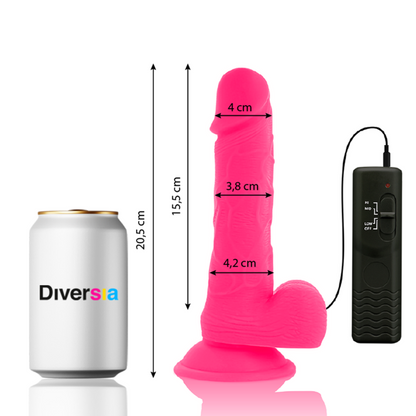 DIVERSIA - DILDO REALÍSTIC FLEXIBLE AMB VIBRACIÓ ROSA 20.5 CM -O- 4.2 CM