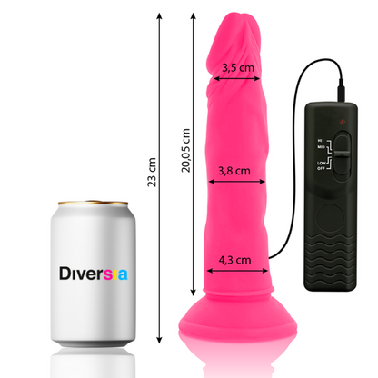 DIVERSIA - DILDO REALÍSTIC FLEXIBLE AMB VIBRACIÓ ROSA 23 CM -O- 4.3 CM