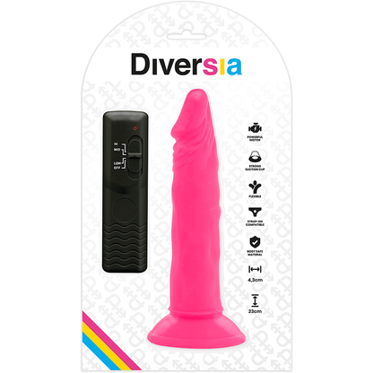 DIVERSIA - DILDO REALÍSTIC FLEXIBLE AMB VIBRACIÓ ROSA 23 CM -O- 4.3 CM