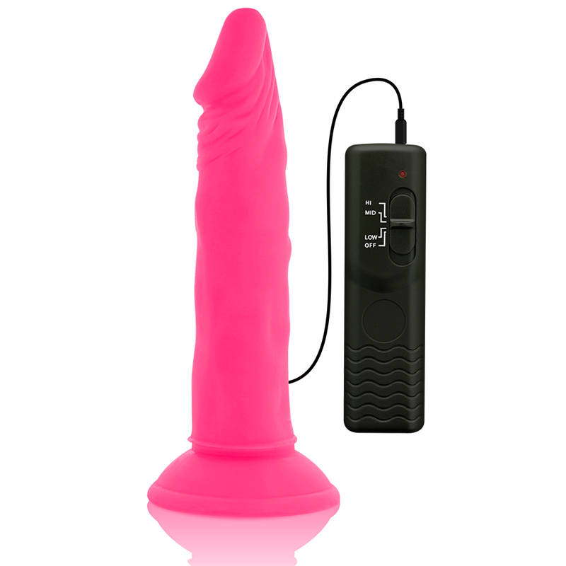 DIVERSIA - DILDO REALÍSTIC FLEXIBLE AMB VIBRACIÓ ROSA 23 CM -O- 4.3 CM