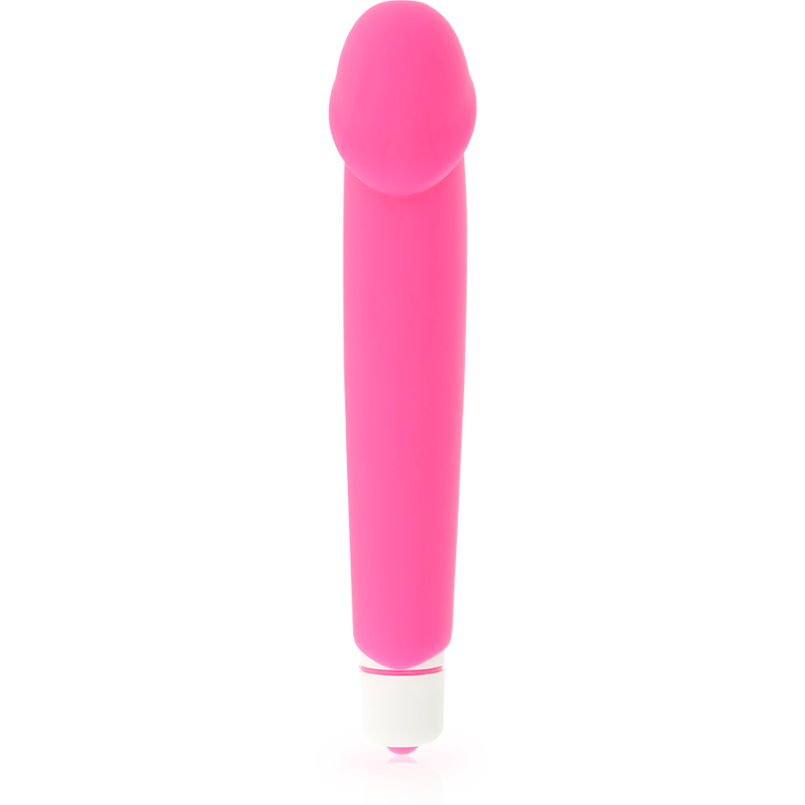 Vibrador realista de silicona rosa de la marca Dolce Vita, con diseño detallado y suave textura para uso íntimo.