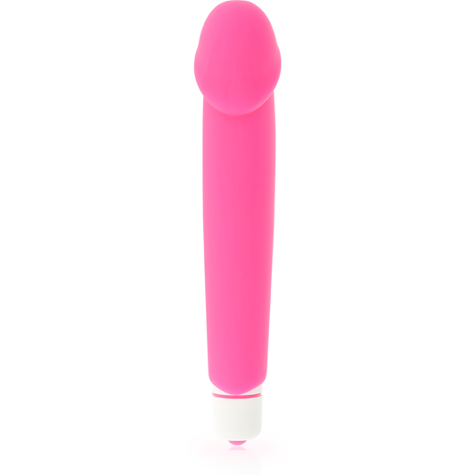 Vibrador realista de silicona rosa de la marca Dolce Vita, con diseño detallado y suave textura para uso íntimo.
