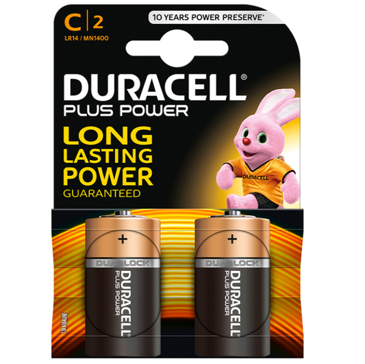 DURACELL - PLUS POWER PILA ALCALINA C LR14 BLISTER 2 UNITATS