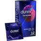 Condones Durex Intense Orgasmic de 12 unidades, con diseño y textura para mayor sensibilidad y placer.